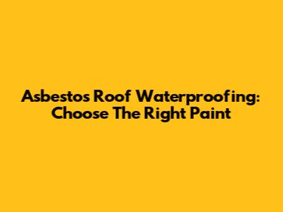 Asbestos Roof Waterproofing: Choose The Right Paint