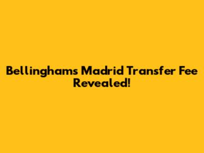 Bellingham's Madrid Transfer Fee Revealed!