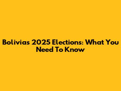 Bolivia's 2025 Elections: What You Need To Know