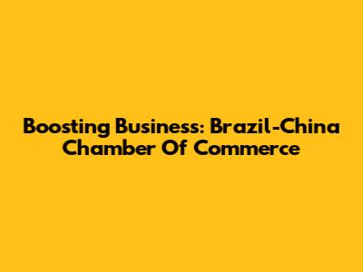Boosting Business: Brazil-China Chamber Of Commerce