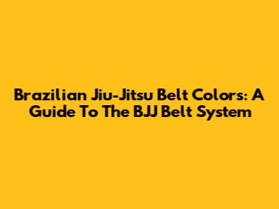 Brazilian Jiu-Jitsu Belt Colors: A Guide To The BJJ Belt System