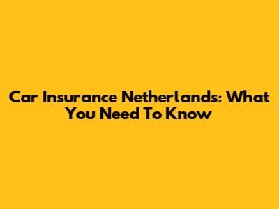 Car Insurance Netherlands: What You Need To Know