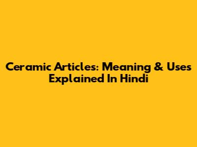 Ceramic Articles: Meaning & Uses Explained In Hindi