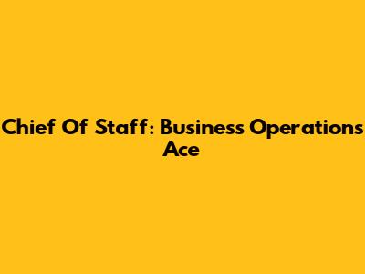 Chief Of Staff: Business Operations Ace