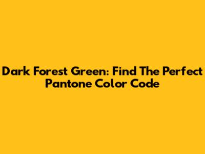 Dark Forest Green: Find The Perfect Pantone Color Code