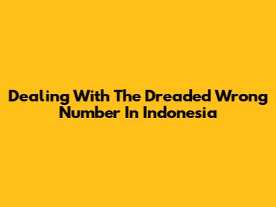Dealing With The Dreaded Wrong Number In Indonesia