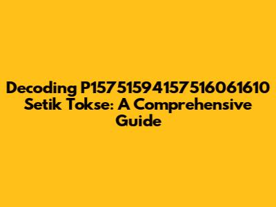 Decoding P15751594157516061610 Setik Tokse: A Comprehensive Guide