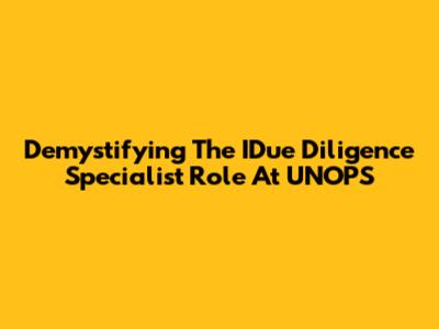 Demystifying The IDue Diligence Specialist Role At UNOPS