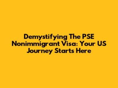 Demystifying The PSE Nonimmigrant Visa: Your US Journey Starts Here