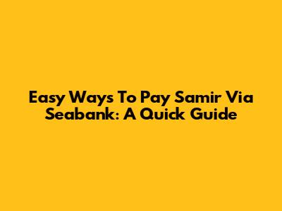 Easy Ways To Pay Samir Via Seabank: A Quick Guide