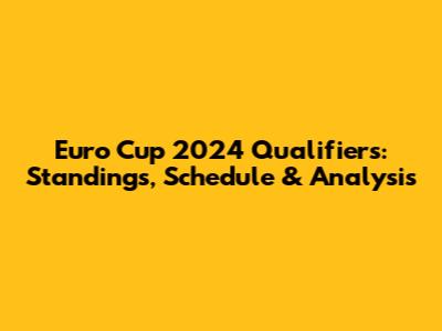 Euro Cup 2024 Qualifiers: Standings, Schedule & Analysis