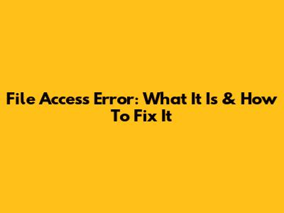 File Access Error: What It Is & How To Fix It