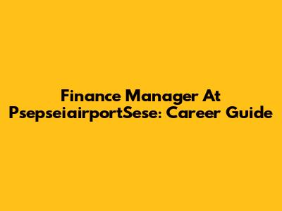 Finance Manager At PsepseiairportSese: Career Guide