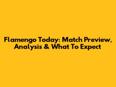 Flamengo Today: Match Preview, Analysis & What To Expect