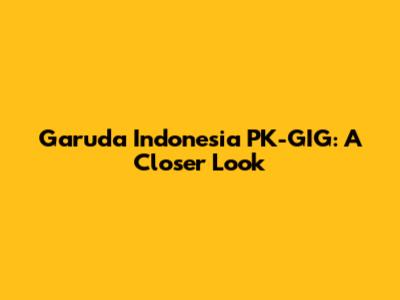 Garuda Indonesia PK-GIG: A Closer Look