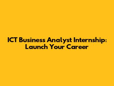 ICT Business Analyst Internship: Launch Your Career