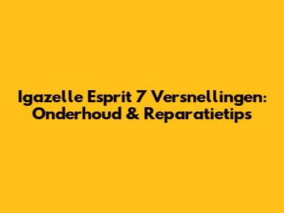 Igazelle Esprit 7 Versnellingen: Onderhoud & Reparatietips