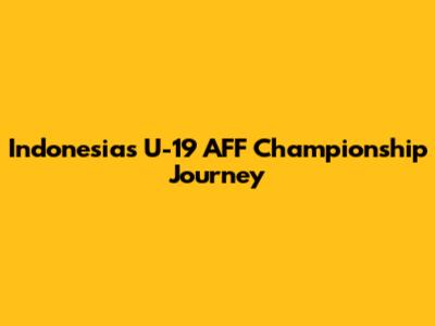 Indonesia's U-19 AFF Championship Journey