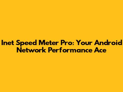 Inet Speed Meter Pro: Your Android Network Performance Ace