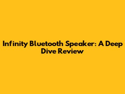 Infinity Bluetooth Speaker: A Deep Dive Review