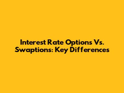 Interest Rate Options Vs. Swaptions: Key Differences
