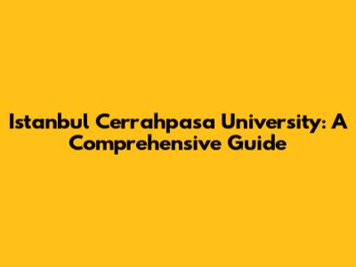 Istanbul Cerrahpasa University: A Comprehensive Guide