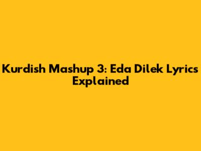 Kurdish Mashup 3: Eda Dilek Lyrics Explained