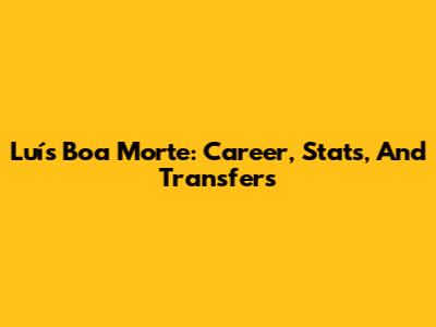 Luís Boa Morte: Career, Stats, And Transfers