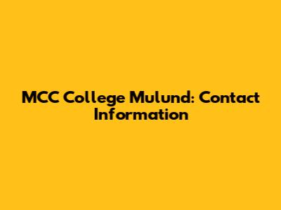 MCC College Mulund: Contact Information