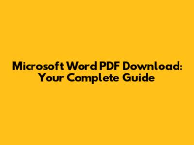 Microsoft Word PDF Download: Your Complete Guide