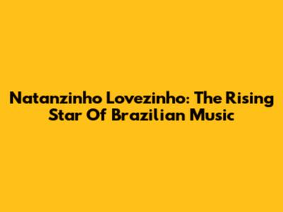 Natanzinho Lovezinho: The Rising Star Of Brazilian Music