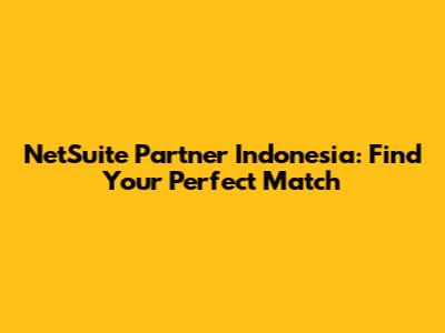 NetSuite Partner Indonesia: Find Your Perfect Match