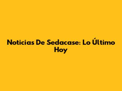 Noticias De Sedacase: Lo Último Hoy