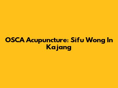 OSCA Acupuncture: Sifu Wong In Kajang