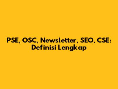 PSE, OSC, Newsletter, SEO, CSE: Definisi Lengkap