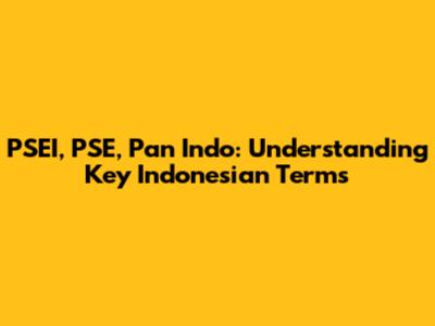 PSEI, PSE, Pan Indo: Understanding Key Indonesian Terms