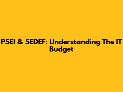PSEI & SEDEF: Understanding The IT Budget