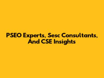 PSEO Experts, Sesc Consultants, And CSE Insights