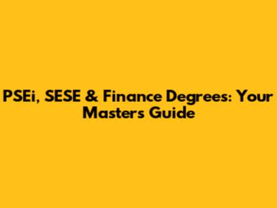 PSEi, SESE & Finance Degrees: Your Master's Guide