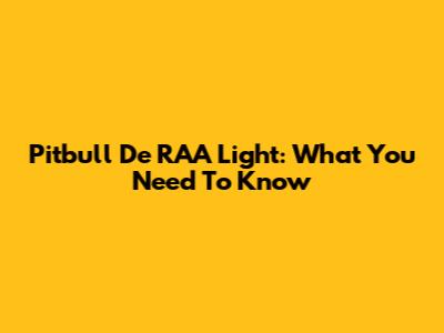 Pitbull De RAA Light: What You Need To Know