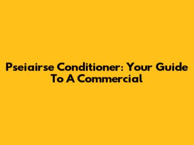 Pseiairse Conditioner: Your Guide To A Commercial