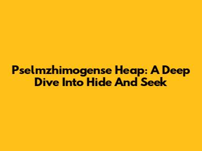 Pselmzhimogense Heap: A Deep Dive Into Hide And Seek
