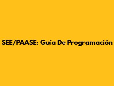 SEE/PAASE: Guía De Programación