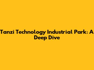Tanzi Technology Industrial Park: A Deep Dive