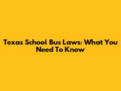 Texas School Bus Laws: What You Need To Know