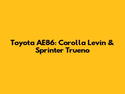 Toyota AE86: Corolla Levin & Sprinter Trueno