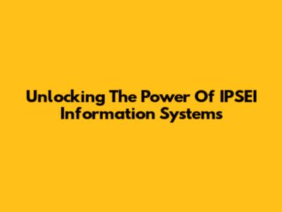 Unlocking The Power Of IPSEI Information Systems