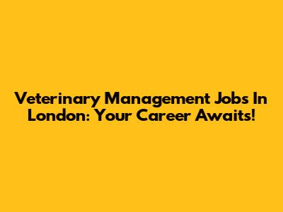 Veterinary Management Jobs In London: Your Career Awaits!