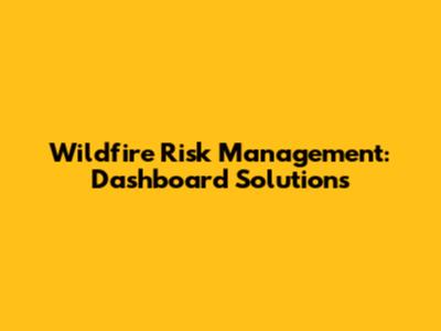Wildfire Risk Management: Dashboard Solutions