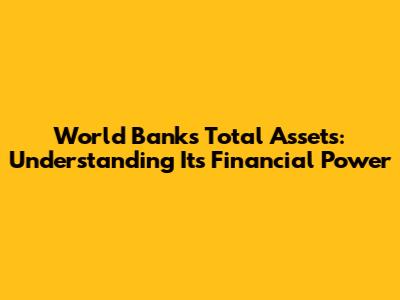 World Bank's Total Assets: Understanding Its Financial Power
